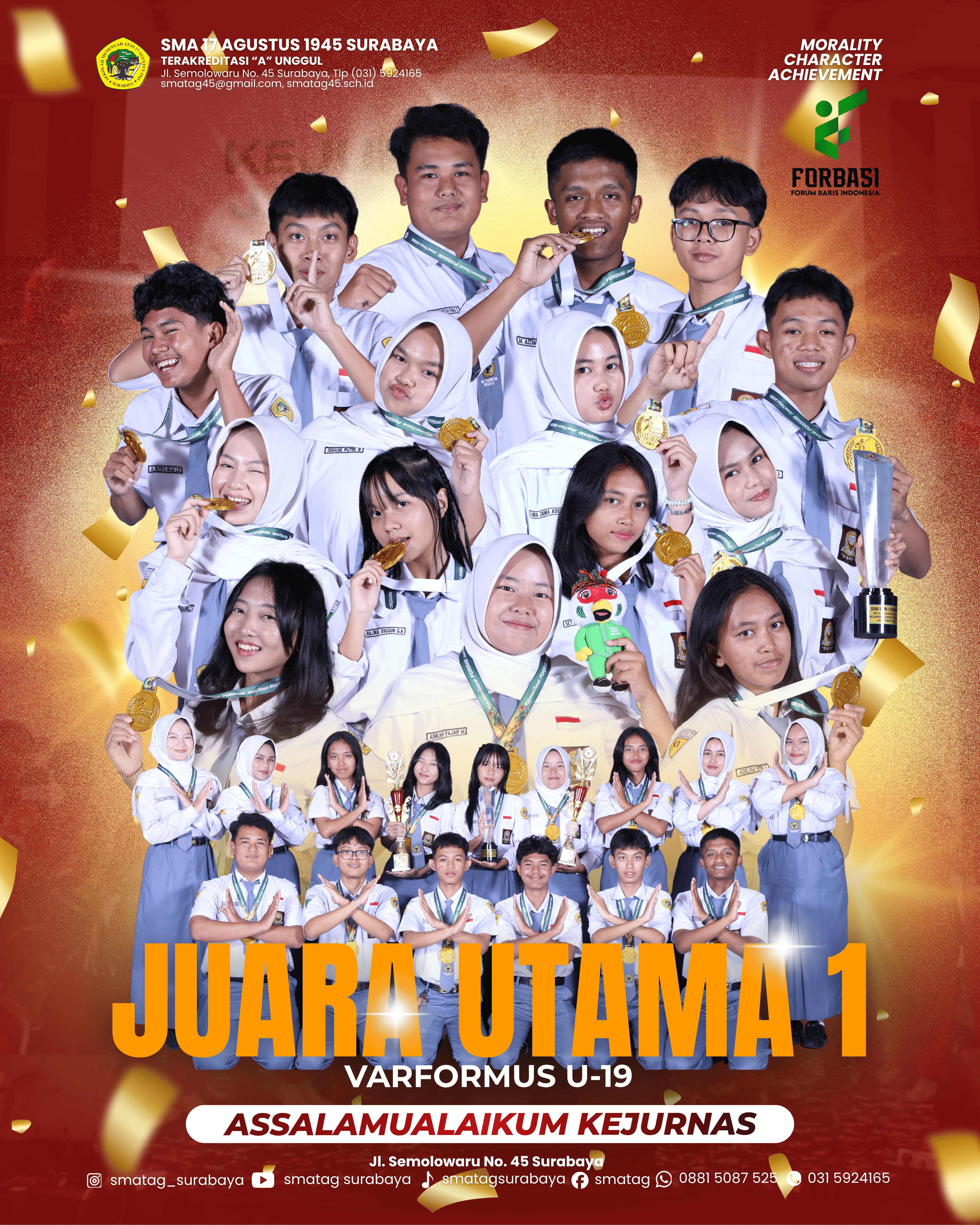Paskibraka SMATAG Raih Juara 1 Utama dan Dua Nominasi Terbaik di Kejuaraan Daerah FORBASI Jawa Timur 2026