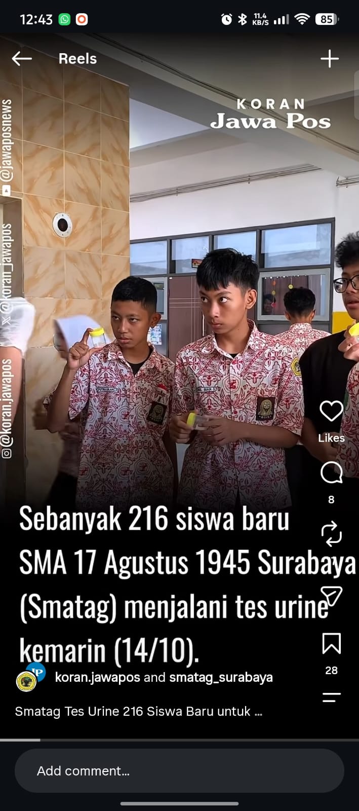 Wujudkan Sekolah Bersih Narkoba, SMATAG Gelar Tes Urine Bersama Persatuan Anti Narkoba Nasional